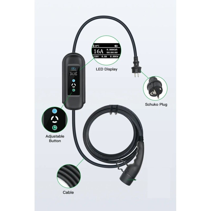 110V   240V Niveau 2 Tesla EV Chargeur 32A / 16A avec câble 25FT NEMA 5 15/6 20/14 30/14 50/10 30 prise
