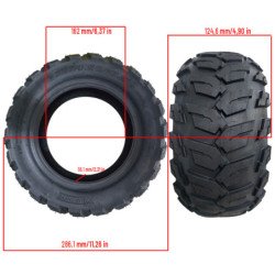 Däck i storleken 12x4,5-6,5, terrängdäck, slanglöst (kräver ingen slang)